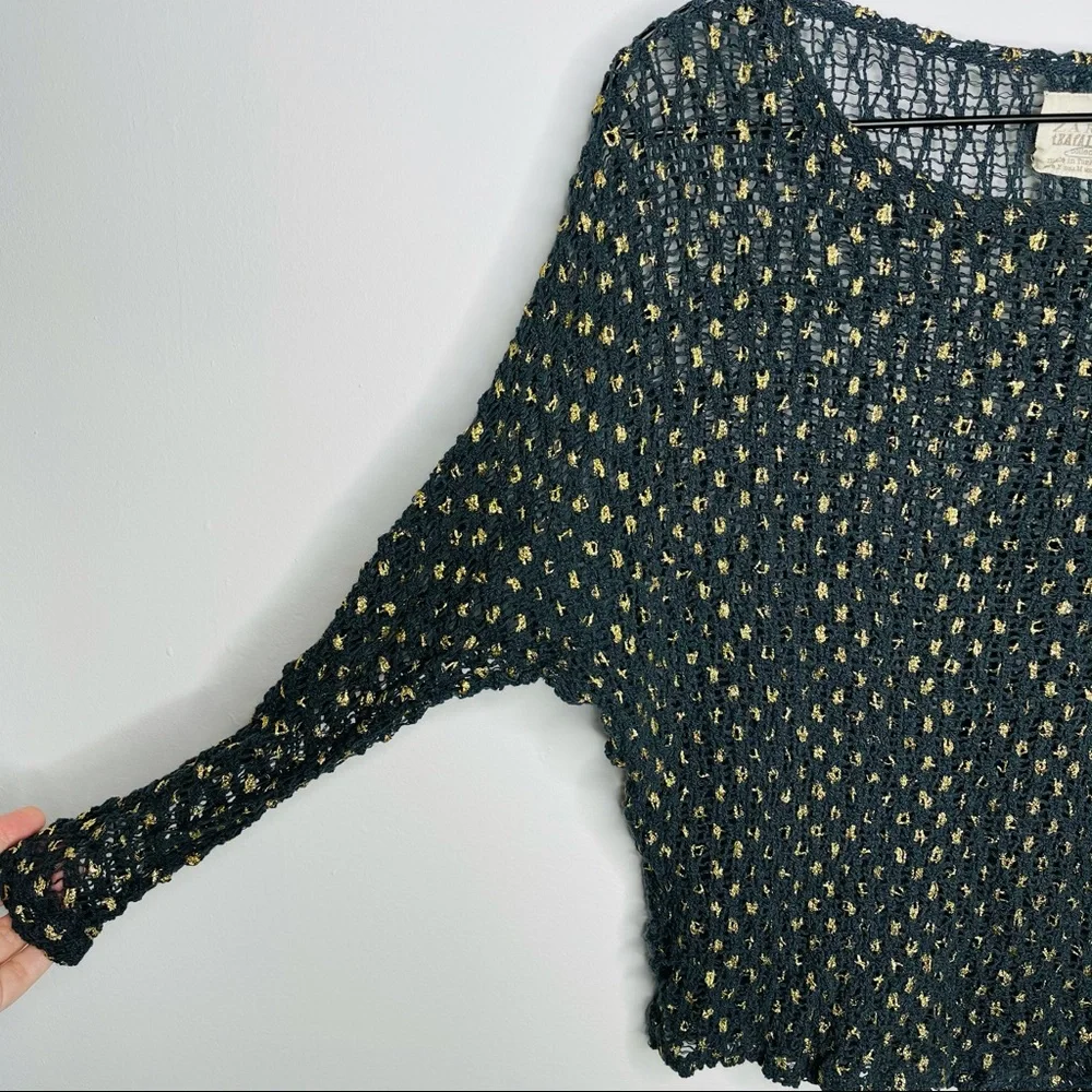 ZARA Trafaluc Collection - Crochet Gold Dots Top M